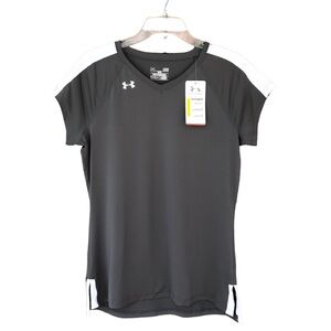 Under Armour Heat Gear Gray White Short Sleeve Fitted Shirt Size L